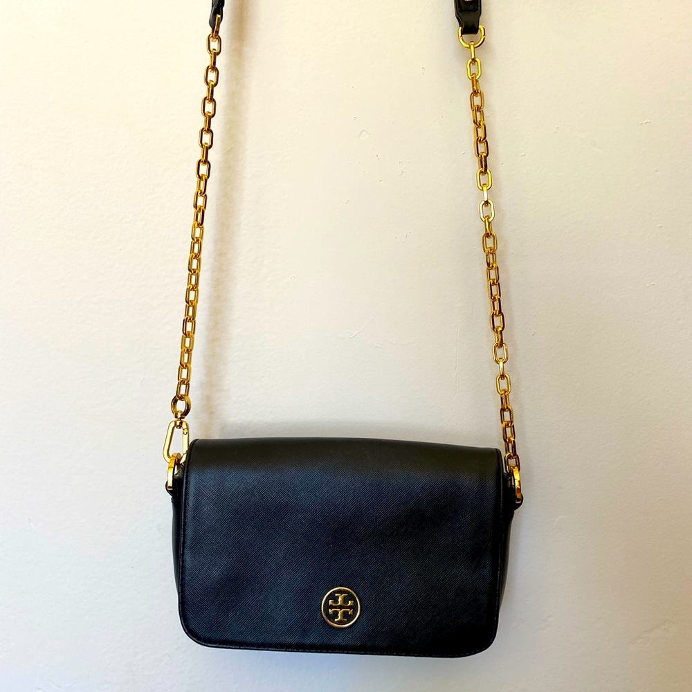 Tory Burch Robinson Black Leather Crossbody Purse
